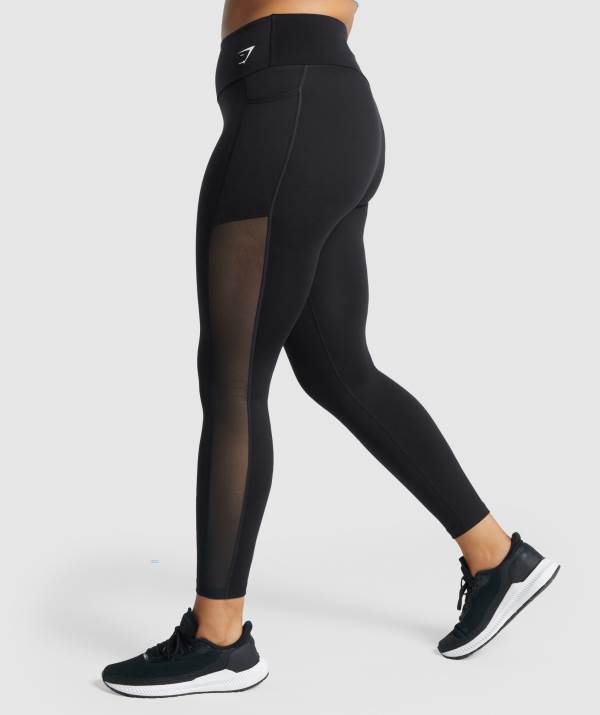 Damske Legíny Gymshark Training Mesh Pocket Čierne | CO0687259
